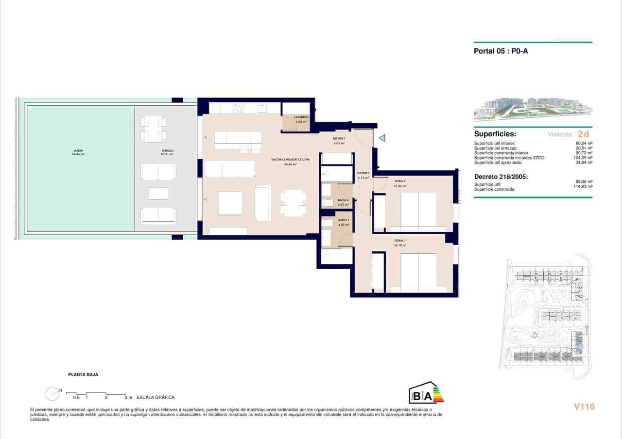 2 soveværelse Lejlighed til salg i Almerimar med swimmingpool - € 333.000 (Ref: 9392236)