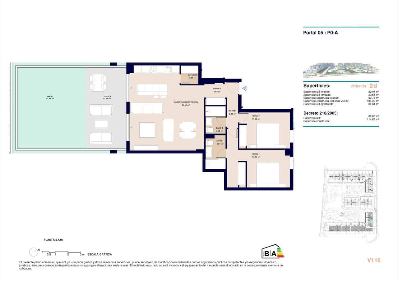 2 soveværelse Lejlighed til salg i Almerimar med swimmingpool garage - € 329.000 (Ref: 9392236)