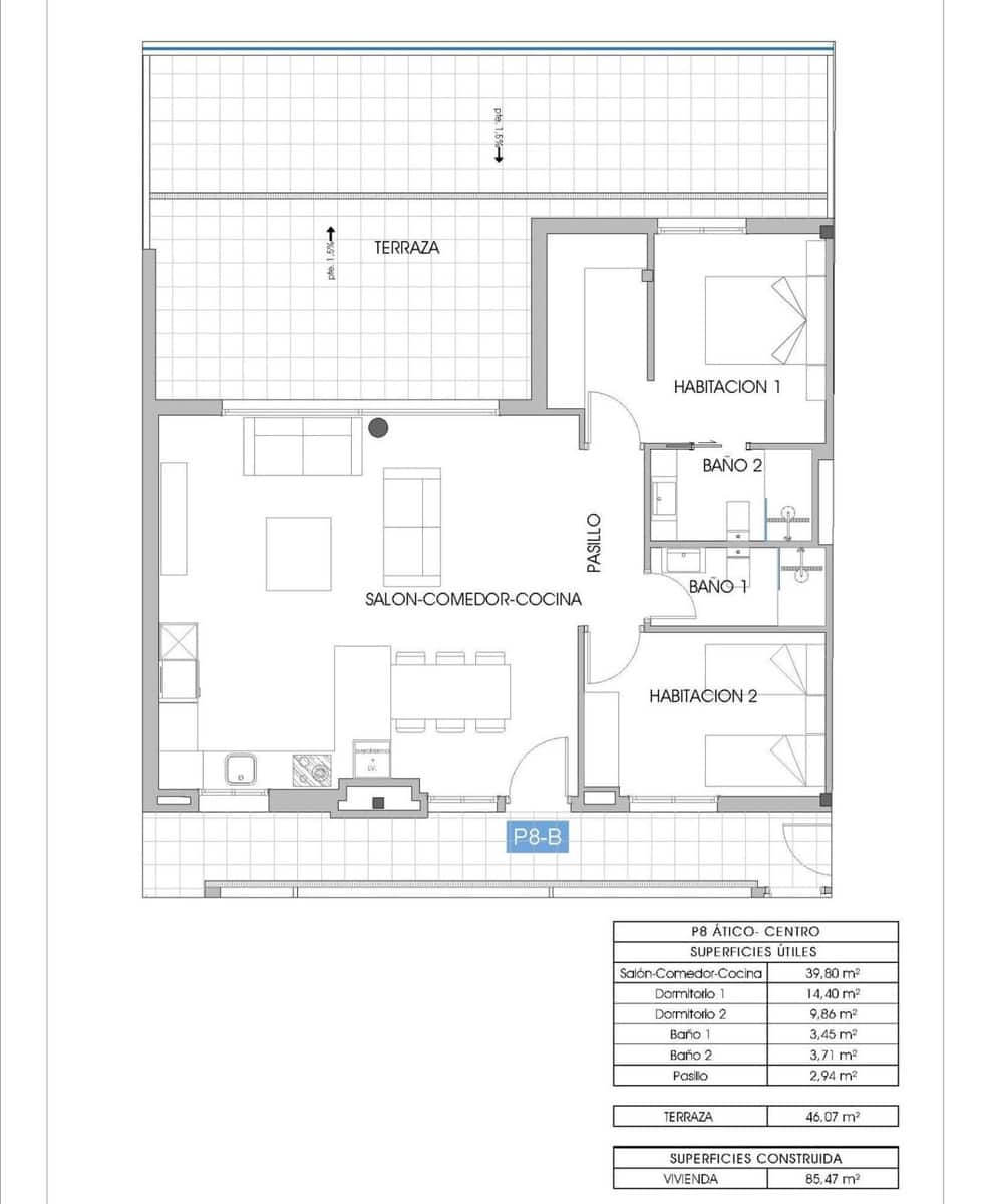 2 Zimmer Penthouse zu verkaufen in La Villajoyosa / Vila Joiosa mit Pool - 550.000 € (Ref: 9392398)