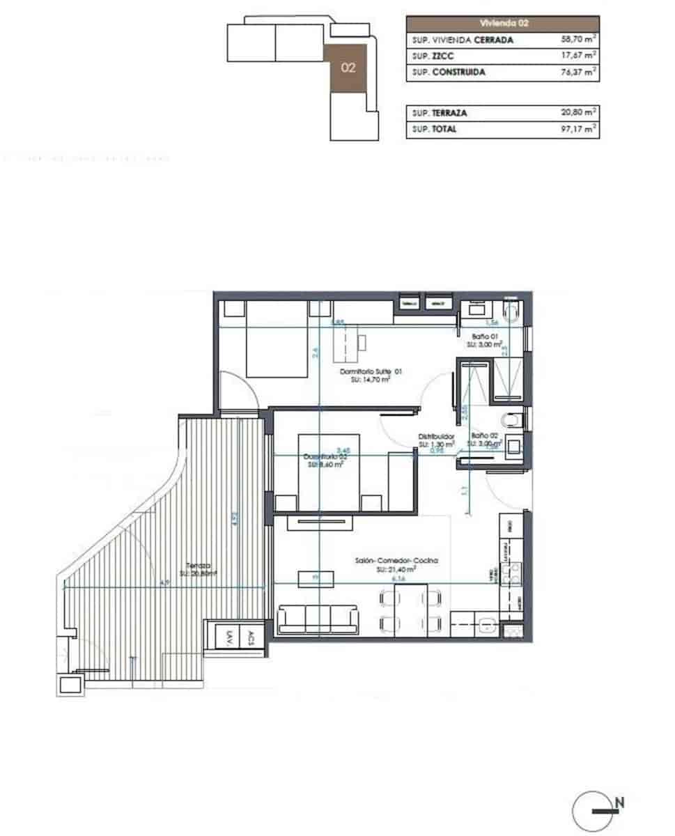 2 soverom Leilighet til salgs i Guardamar del Segura med svømmebasseng - € 295 000 (Ref: 9392461)