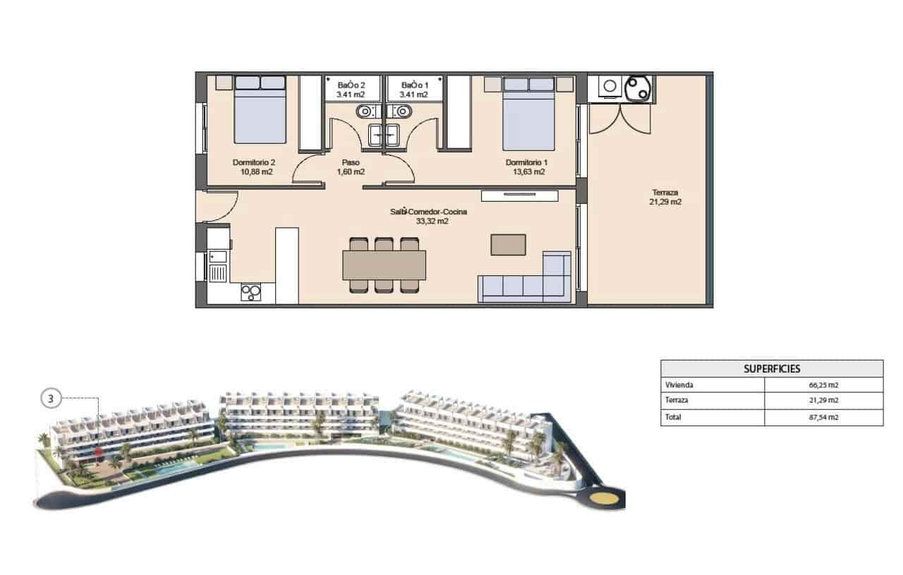 2 soverom Leilighet til salgs i Finestrat med svømmebasseng - € 299 900 (Ref: 9392544)