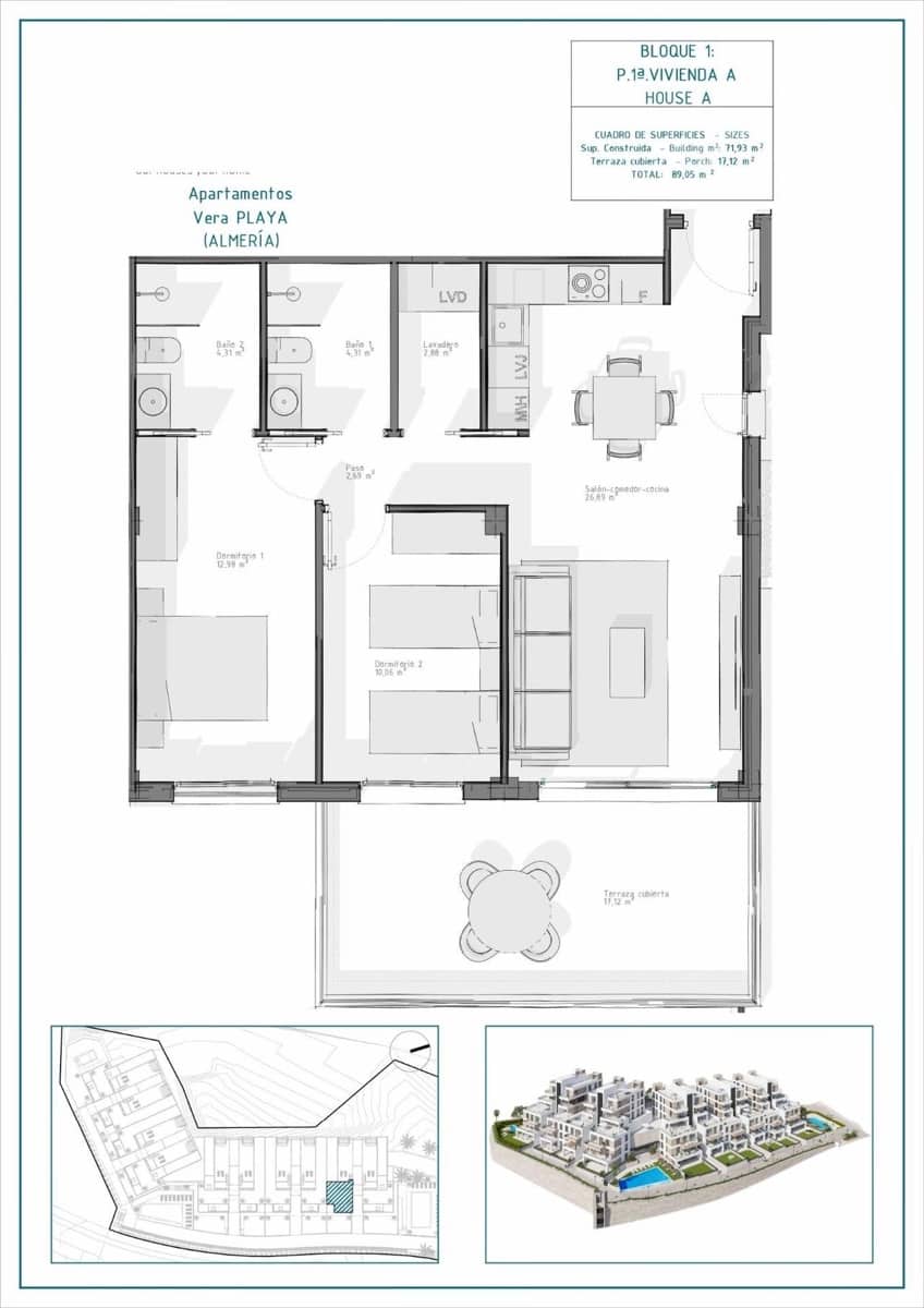 2 slaapkamer Appartement te koop in Vera met zwembad - € 215.000 (Ref: 9392550)