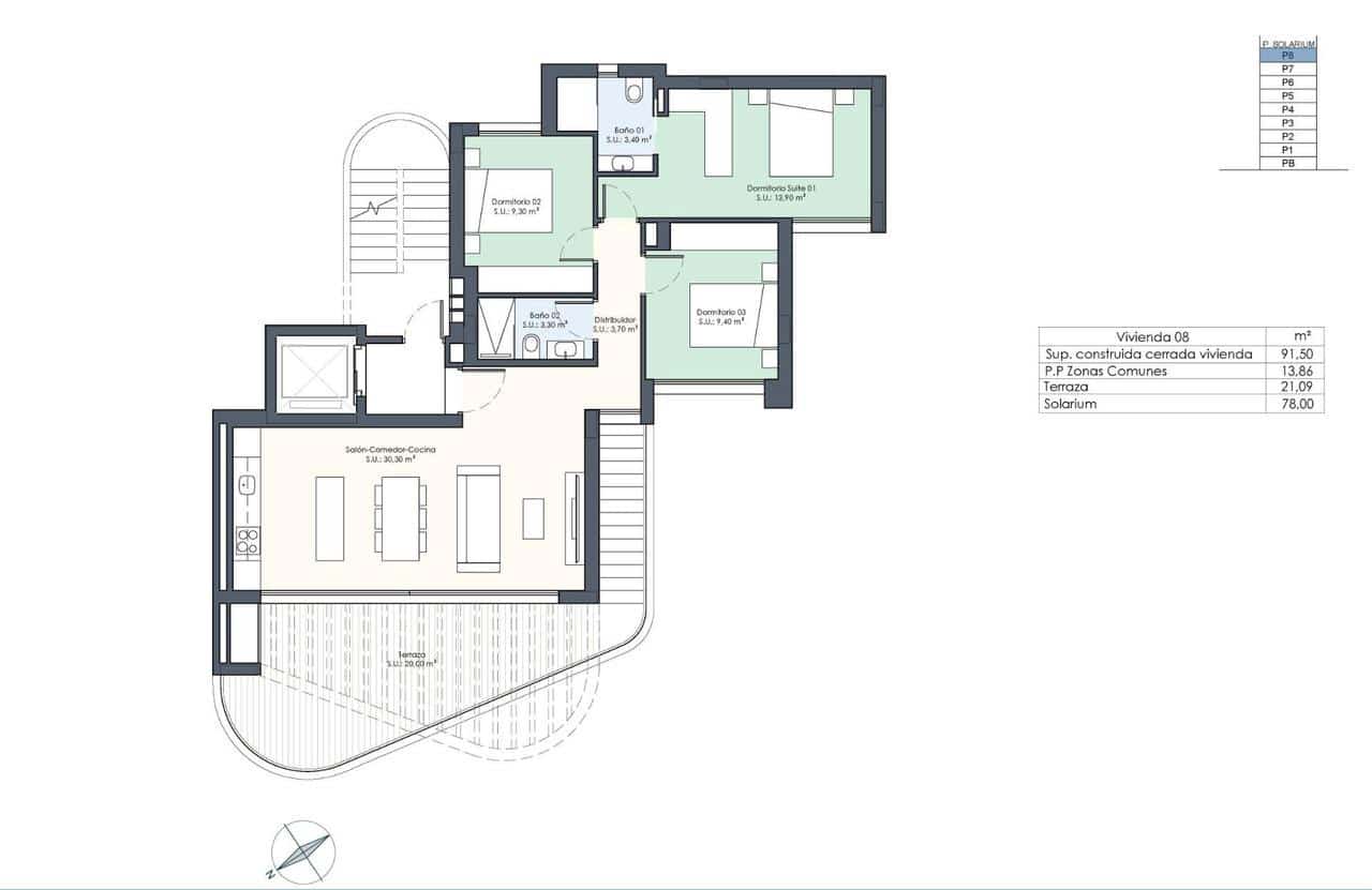3 soverom Penthouse til salgs i Guardamar del Segura med svømmebasseng - € 640 000 (Ref: 9392560)