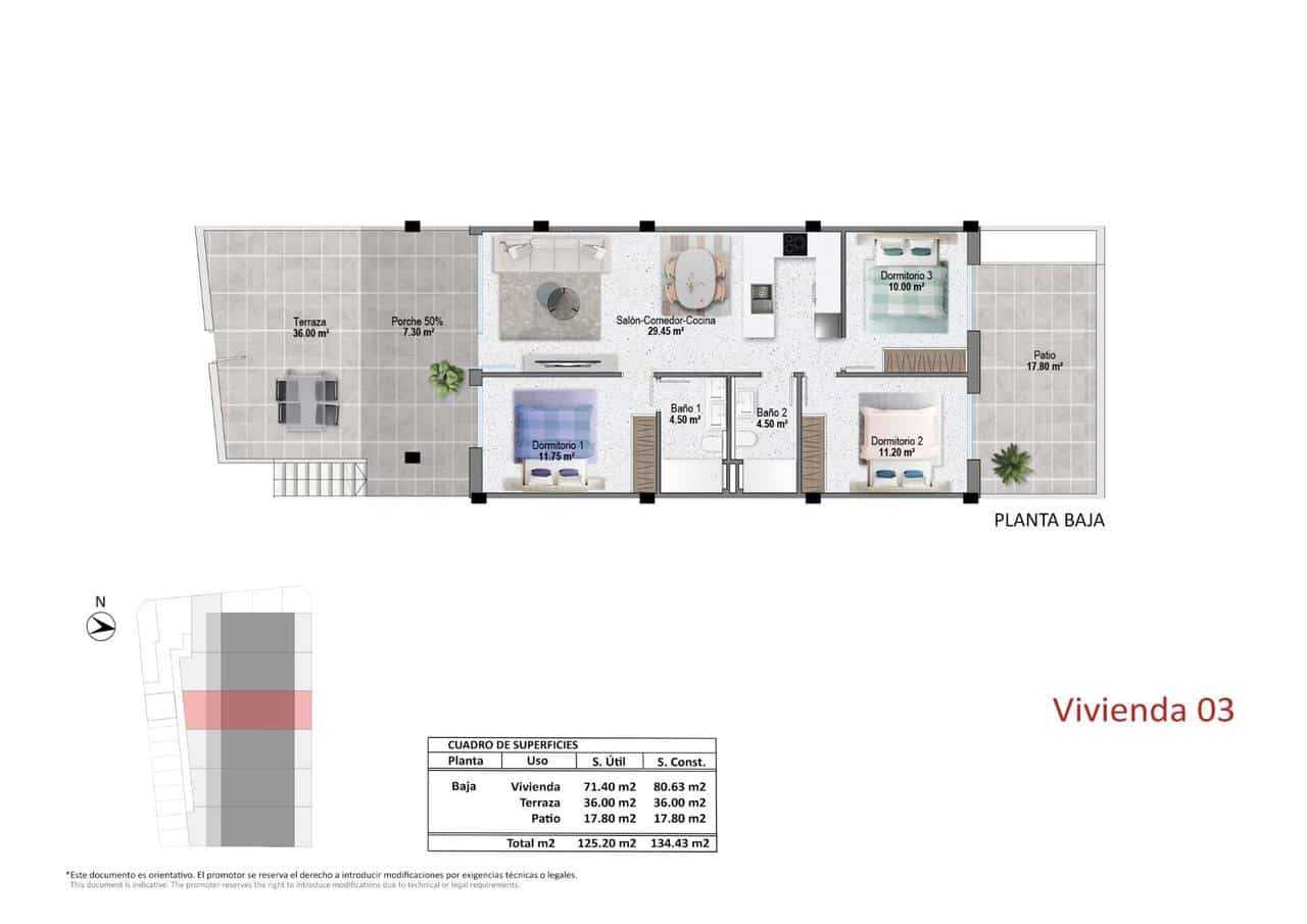 3 slaapkamer Bungalow te koop in Pilar de la Horadada met zwembad - € 289.900 (Ref: 9392595)
