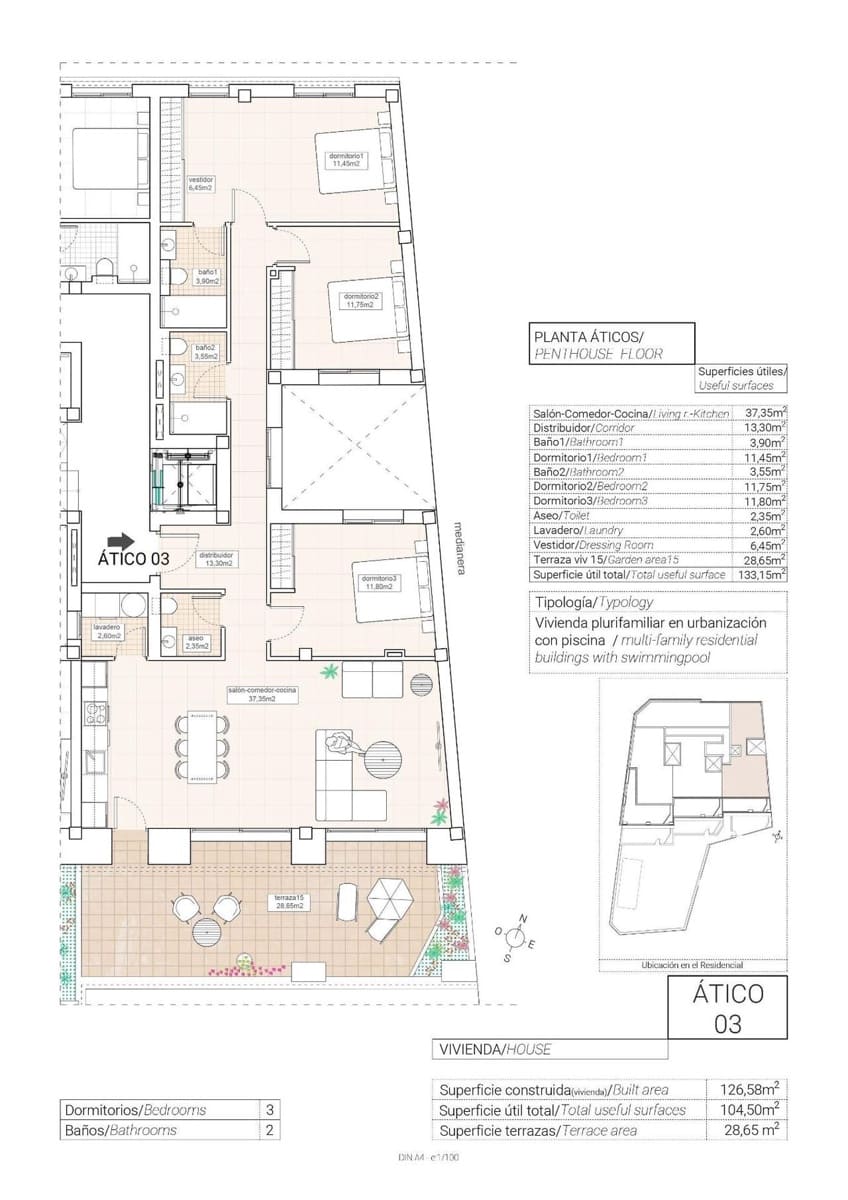 3 soverom Penthouse til salgs i Hondon de las Nieves med svømmebasseng - € 305 000 (Ref: 9392620)