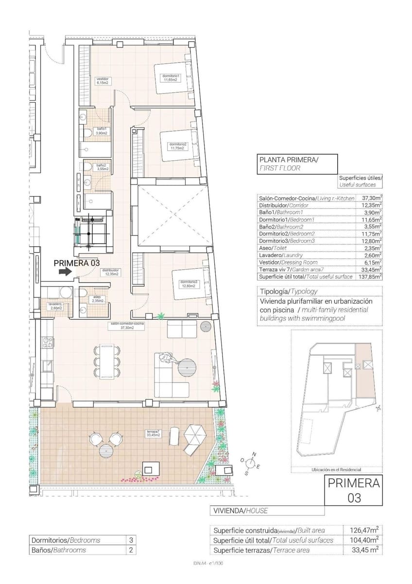 3 bedroom Apartment for sale in Hondon de las Nieves with pool - € 280,000 (Ref: 9392623)