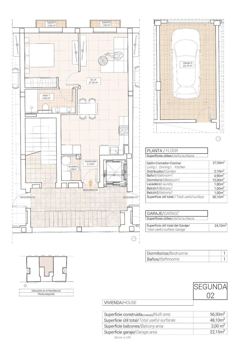 1 soverom Leilighet til salgs i Hondon de las Nieves - € 175 000 (Ref: 9392629)