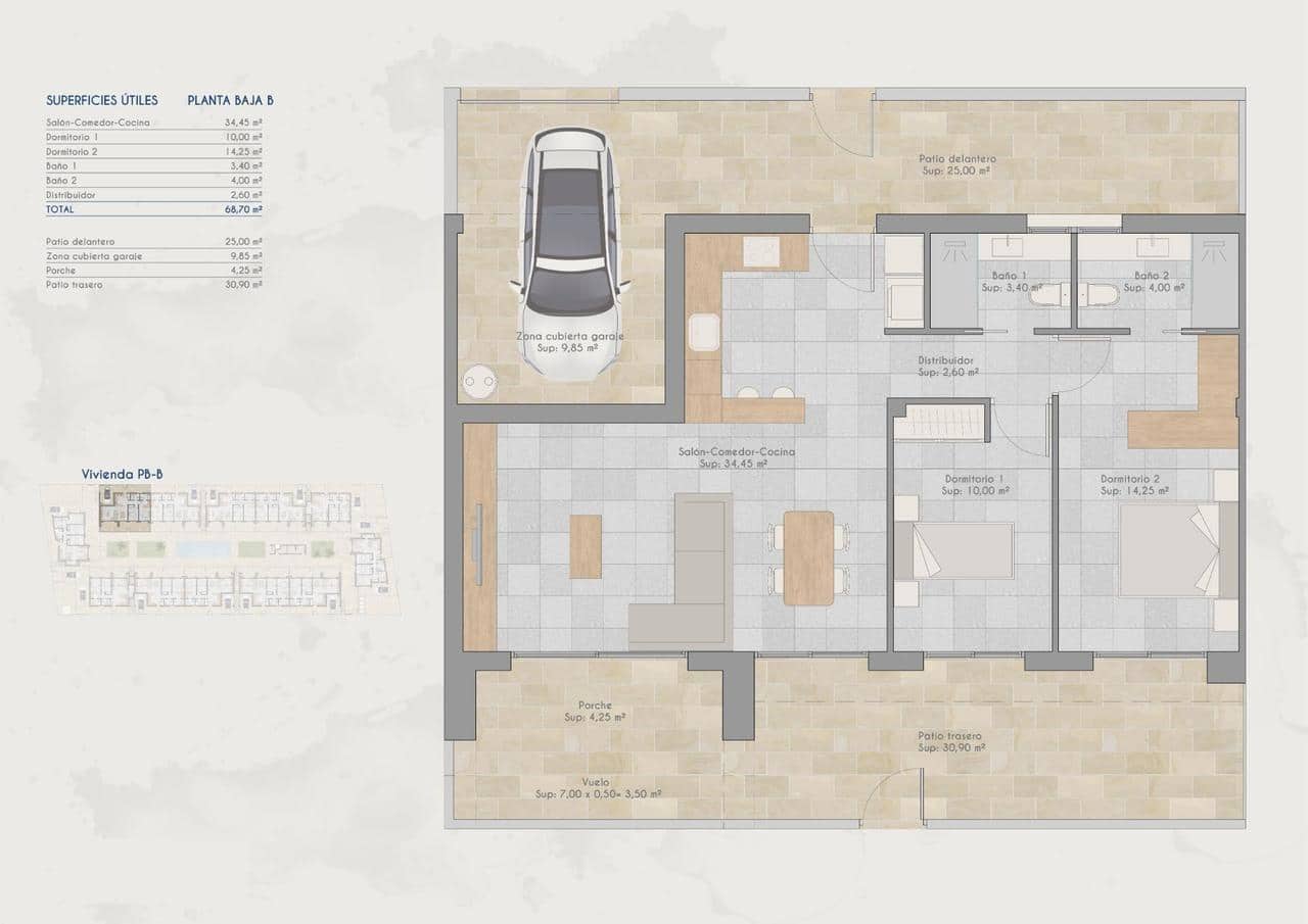 2 slaapkamer Bungalow te koop in Torre-Pacheco met zwembad - € 210.000 (Ref: 9392727)