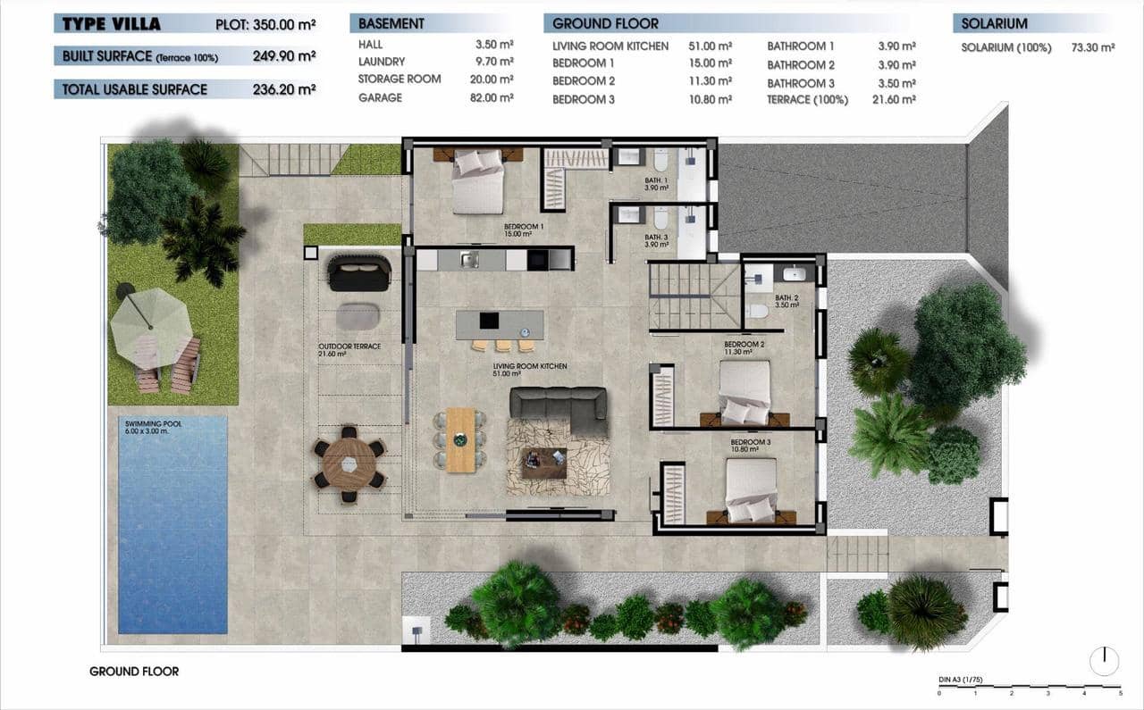 3 soveværelse Villa til salg i Los Alcazares med swimmingpool - € 695.000 (Ref: 9392865)
