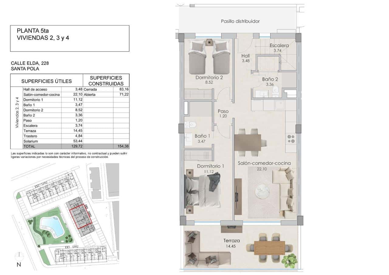 2 bedroom Penthouse for sale in Santa Pola with pool - € 420,000 (Ref: 9393005)