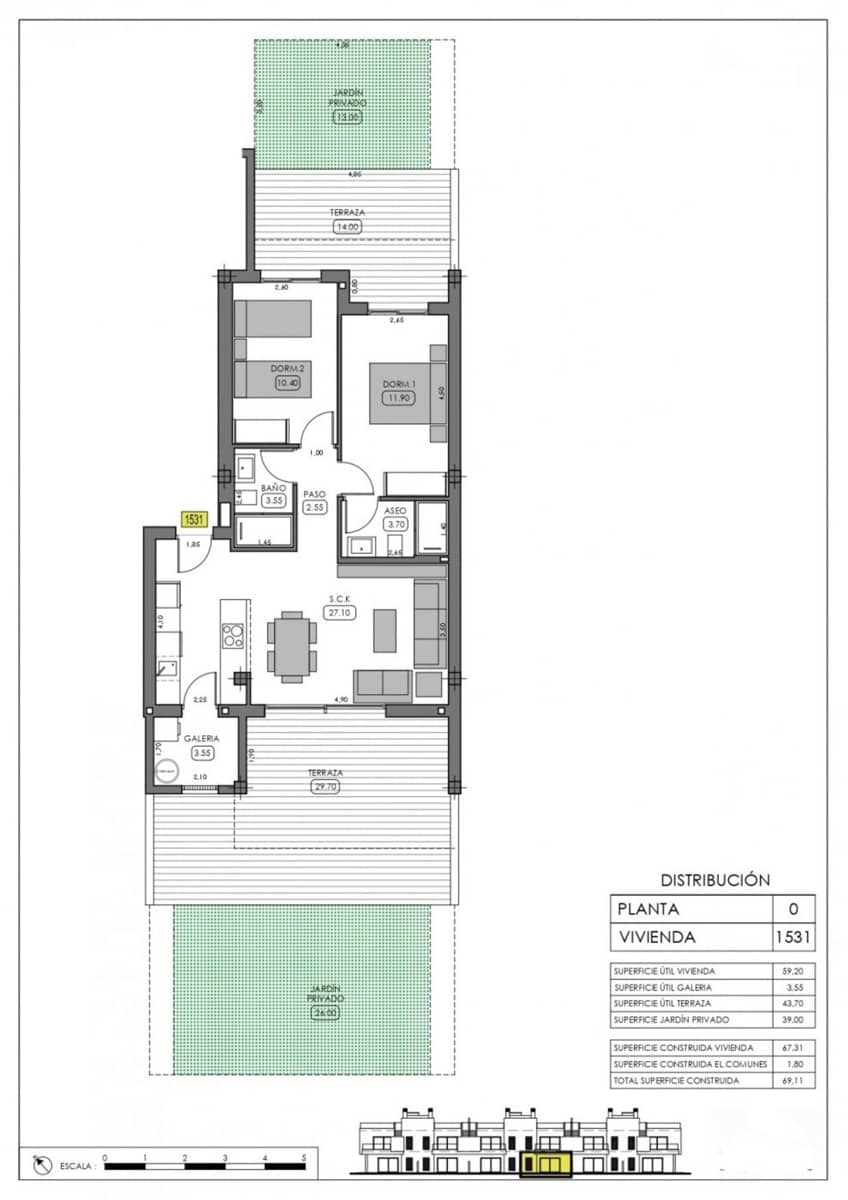 2 slaapkamer Bungalow te koop in Algorfa met zwembad - € 323.900 (Ref: 9400365)