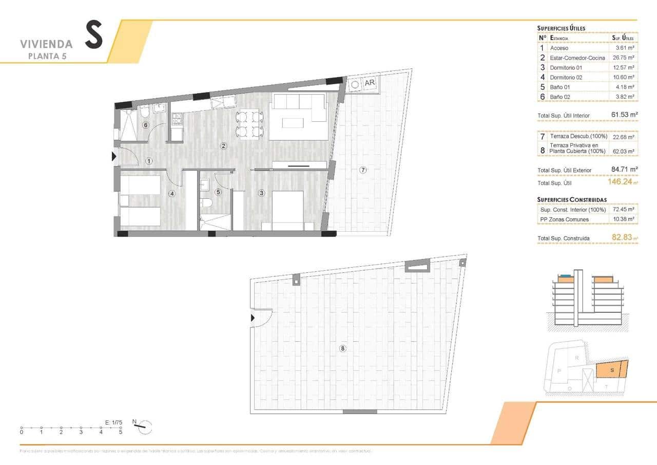 2 sypialnia Penthouse na sprzedaż w Torrevieja z basenem - 359 000 € (Ref: 9421855)