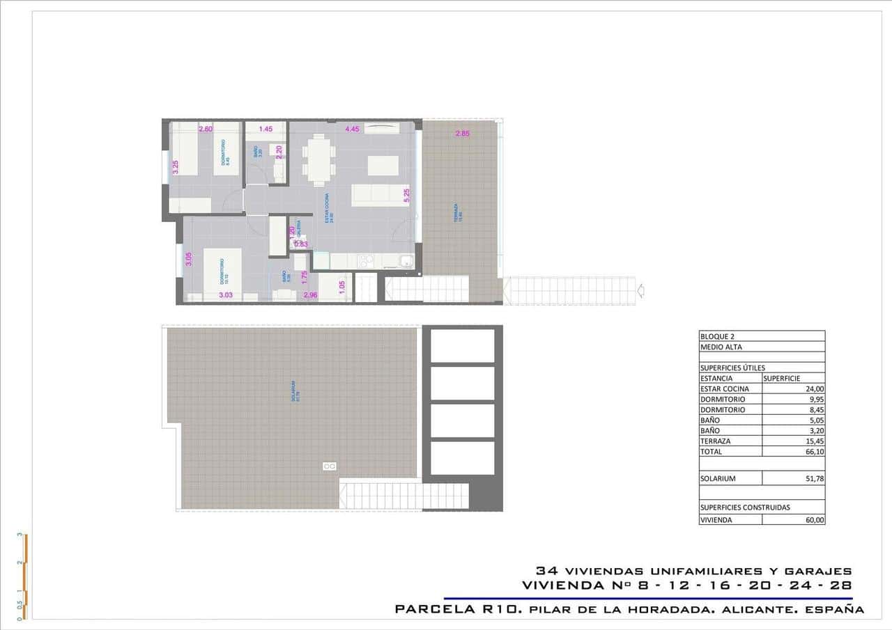2 soveværelse Bungalow til salg i Pilar de la Horadada med swimmingpool - € 299.900 (Ref: 9618918)