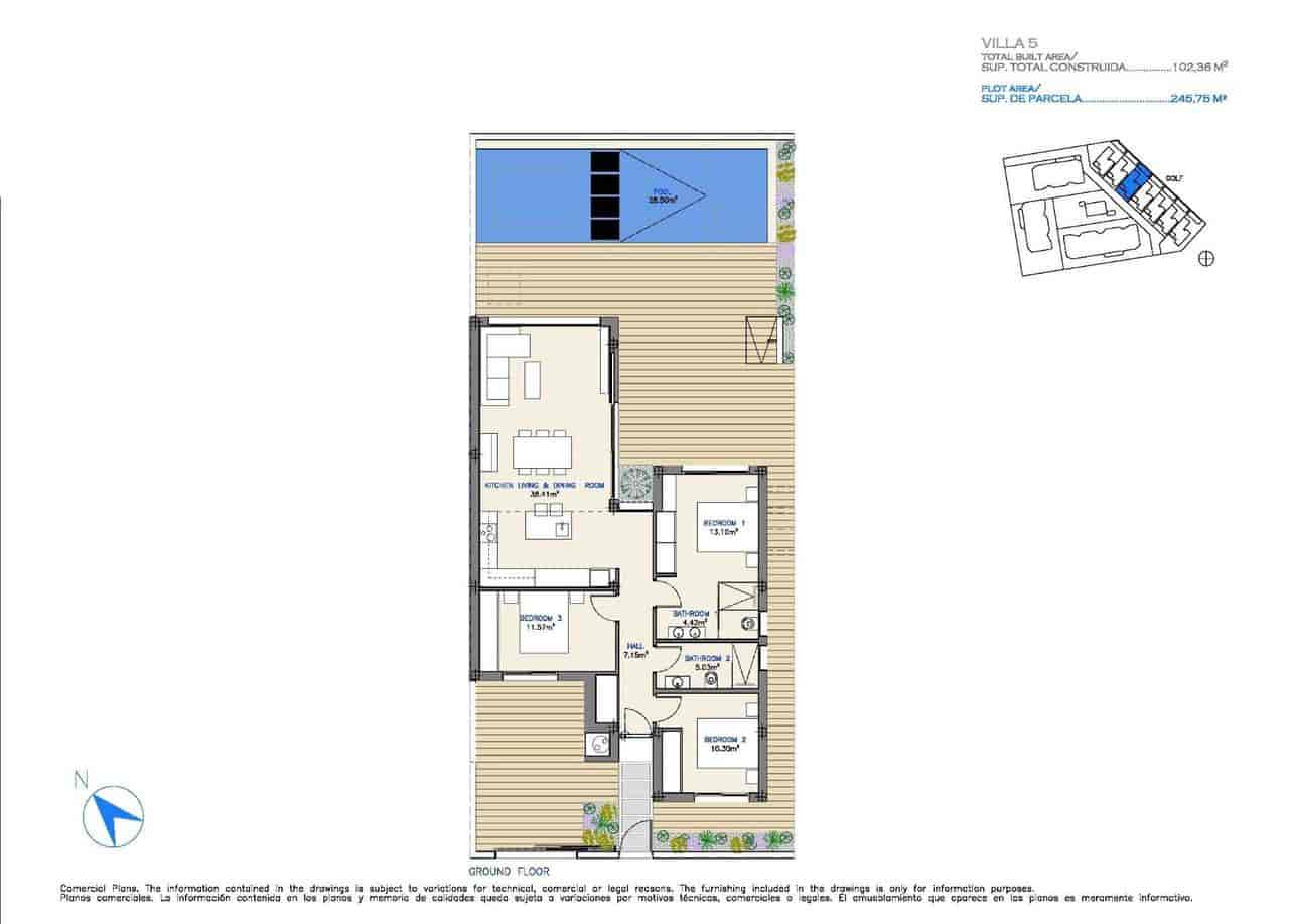 3 bedroom Villa for sale in Los Alcazares with pool - € 565,000 (Ref: 9784096)