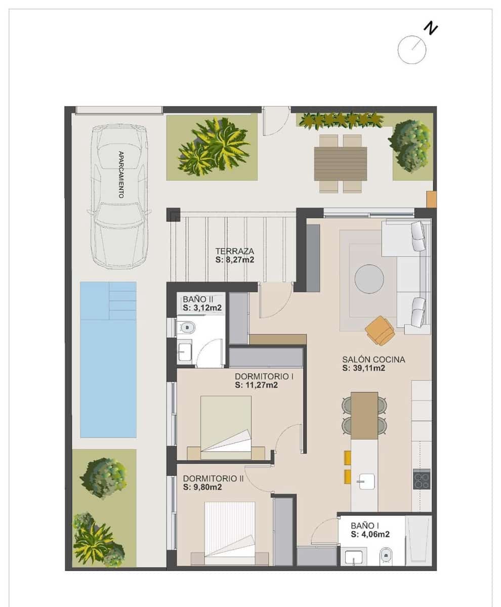 2 makuuhuone Omakotitalo myytävänä paikassa Torre-Pacheco mukana uima-altaan - 272 900 € (Ref: 9784101)