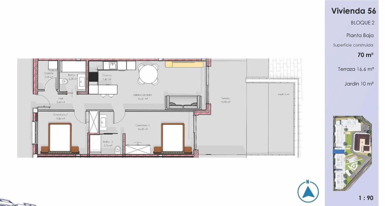 2 sovrum Lägenhet till salu i Guardamar del Segura med pool - 320 000 € (Ref: 9798953)