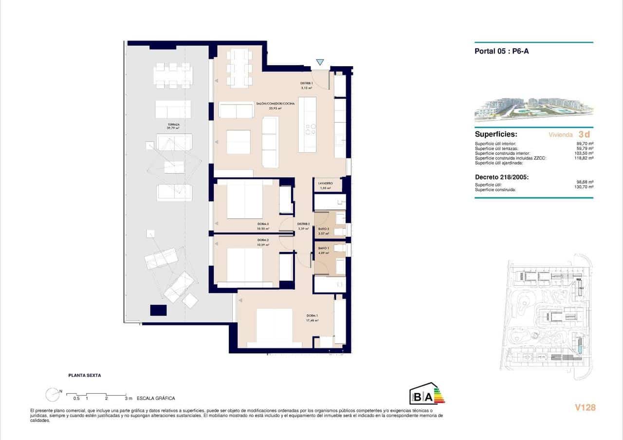 3 makuuhuone Kattohuoneisto myytävänä paikassa Almerimar mukana uima-altaan - 720 000 € (Ref: 9893860)