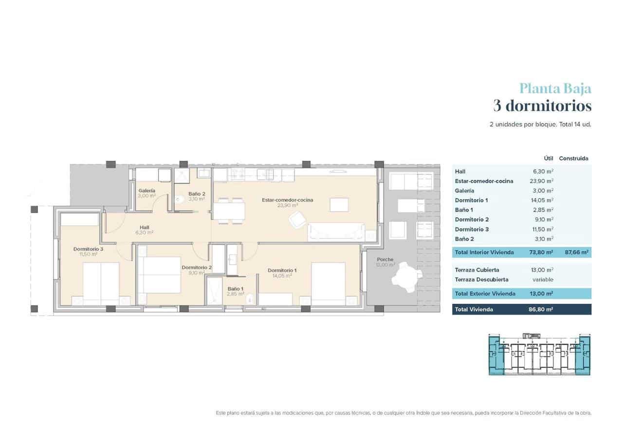 3 makuuhuone Huoneisto myytävänä paikassa Vera mukana uima-altaan - 258 000 € (Ref: 9903920)