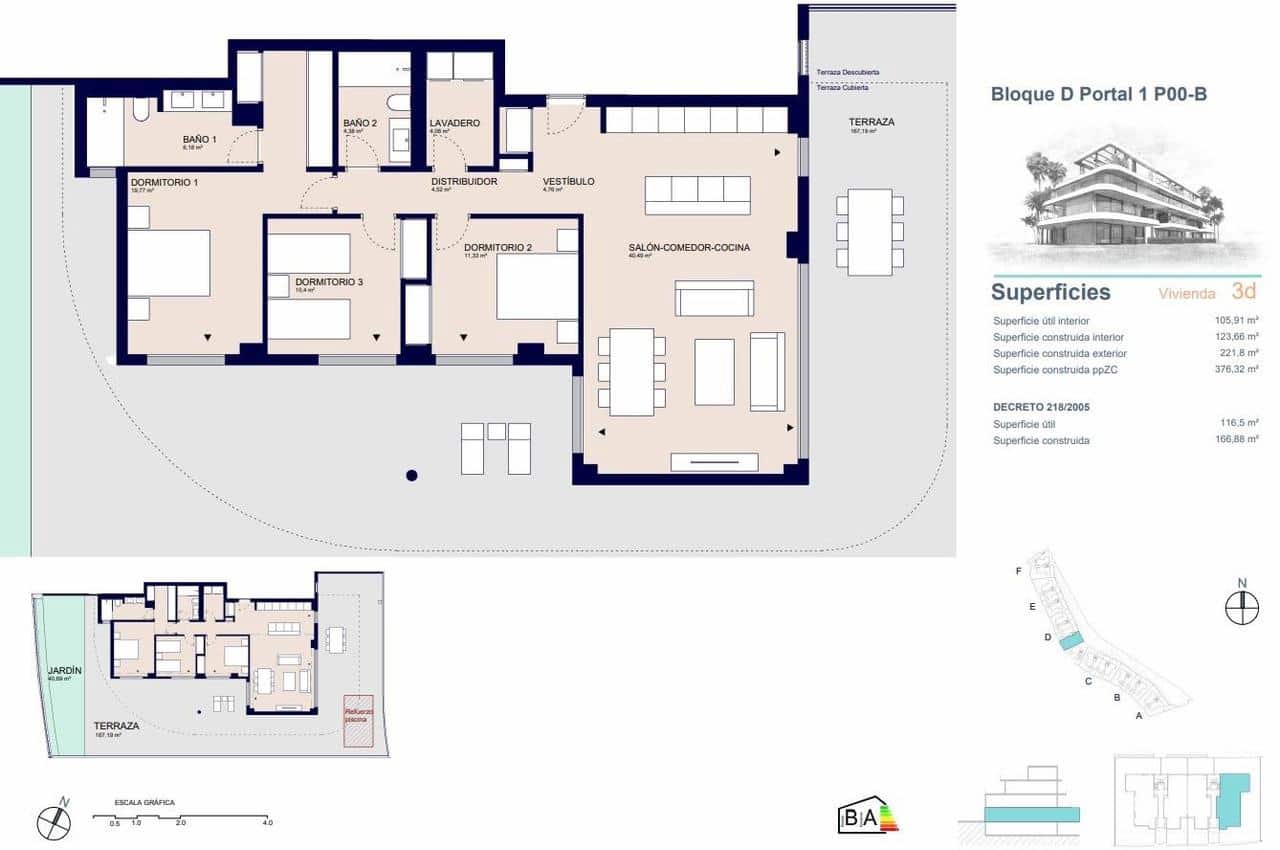 3 camera da letto Appartamento in vendita in Buenas Noches con piscina - 730.000 € (Rif: 9907757)
