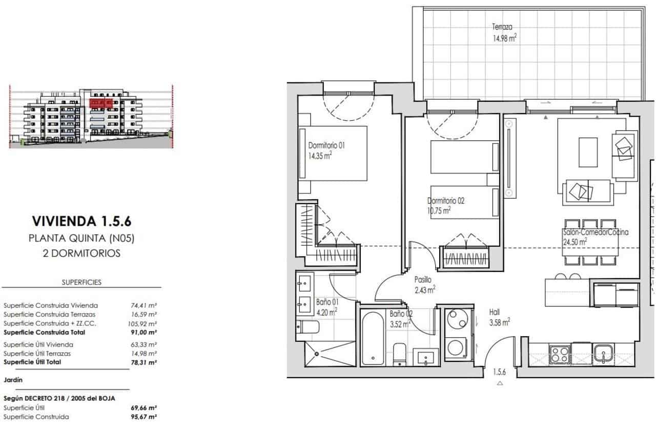 2 Zimmer Apartment zu verkaufen in Estepona mit Pool - 519.000 € (Ref: 9907951)