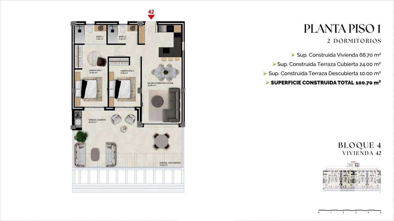 2 Zimmer Apartment zu verkaufen in Finestrat mit Pool - 375.000 € (Ref: 9908019)
