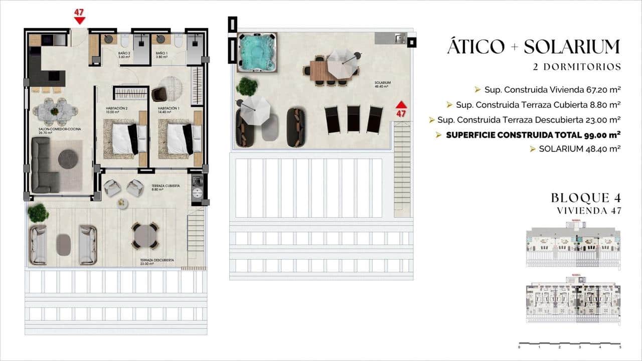2 soverom Penthouse til salgs i Finestrat med svømmebasseng - € 470 000 (Ref: 9908024)