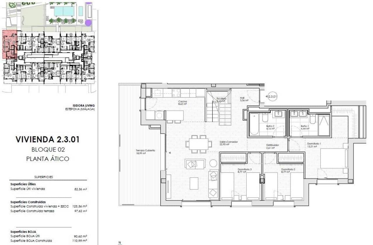 2 soverom Penthouse til salgs i Estepona med svømmebasseng - € 845 000 (Ref: 9943386)