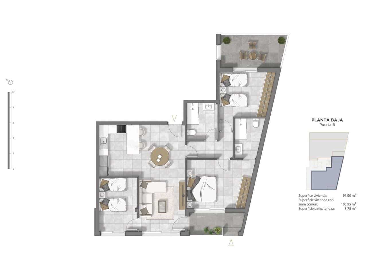 Apartamento de 3 habitaciones en Guardamar del Segura en venta con piscina garaje - 334.000 € (Ref: 9955688)