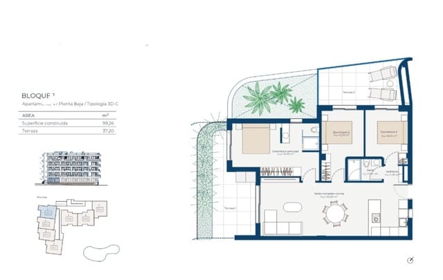 3 soverom Leilighet til salgs i El Valle Golf Resort, Murcia by med svømmebasseng garasje - € 360 000 (Ref: 9994831)