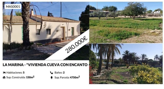5 sypialnia Finka/Dom wiejski na sprzedaż w La Marina, Elche / Elx - 280 000 € (Ref: 8842909)