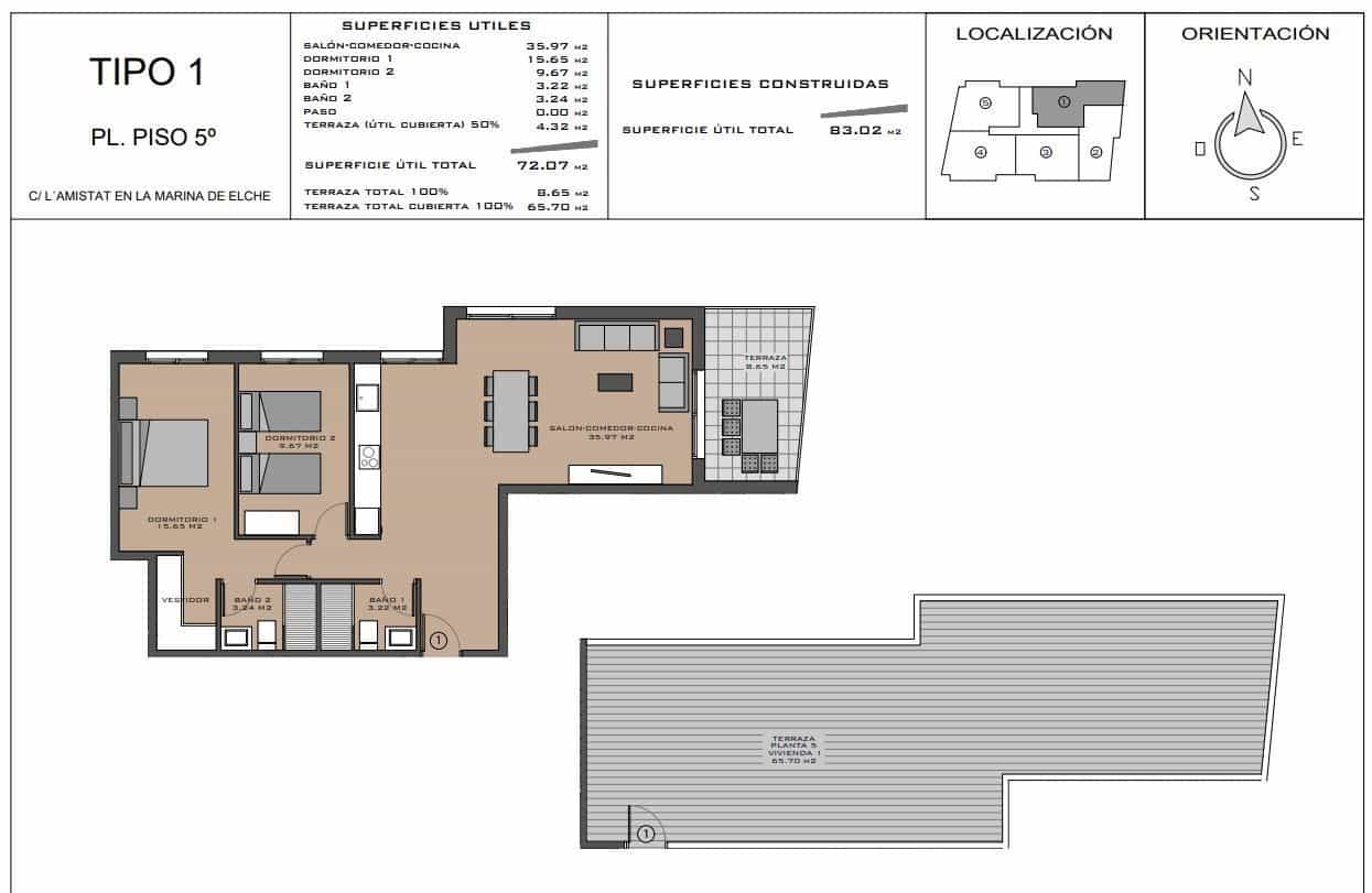 2 soveværelse Lejlighed til salg i La Marina med swimmingpool - € 160.000 (Ref: 9166807)