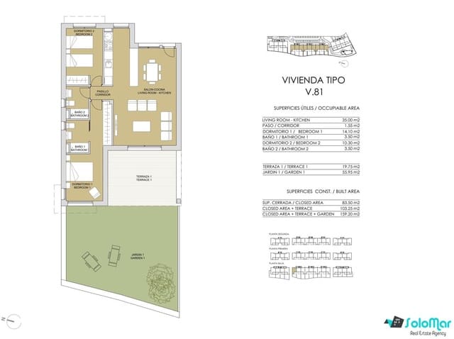 2 soverom Leilighet til salgs i Pinar de Campoverde, Pilar de la Horadada med svømmebasseng - € 269 900 (Ref: 7063579)