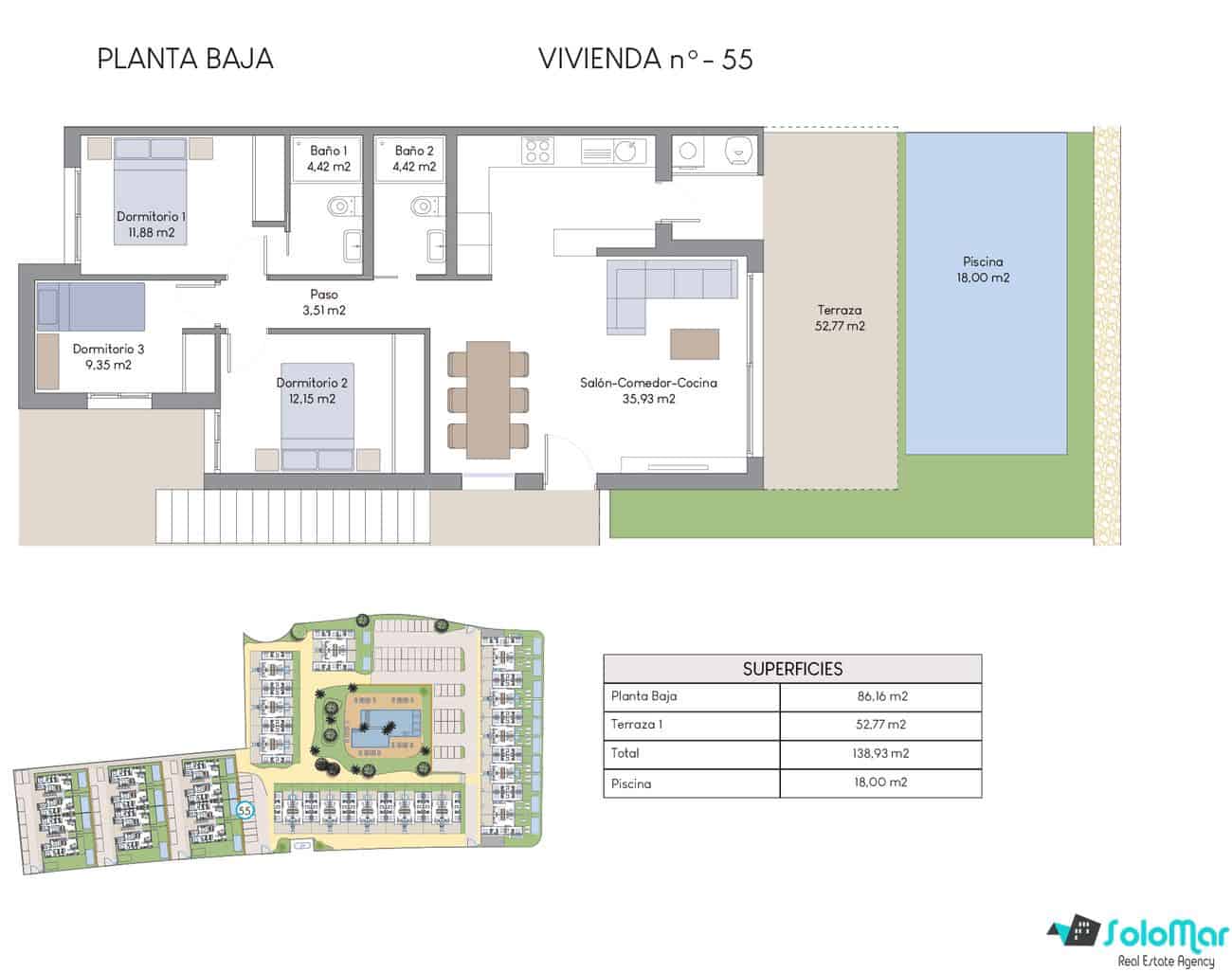 3 soveværelse Bungalow til salg i Benidorm med swimmingpool - € 389.900 (Ref: 7091006)