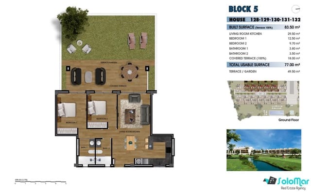 2 quarto Apartamento para venda em Las Lomas de Rame - Bahía Bella, Los Alcázares com piscina - 270 000 € (Ref: 7276093)
