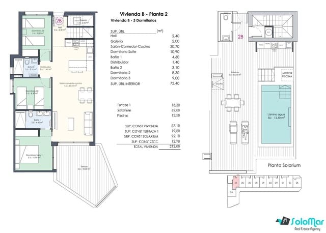 3 soveværelse Penthouse til salg i Benijófar med swimmingpool - € 466.000 (Ref: 7340404)