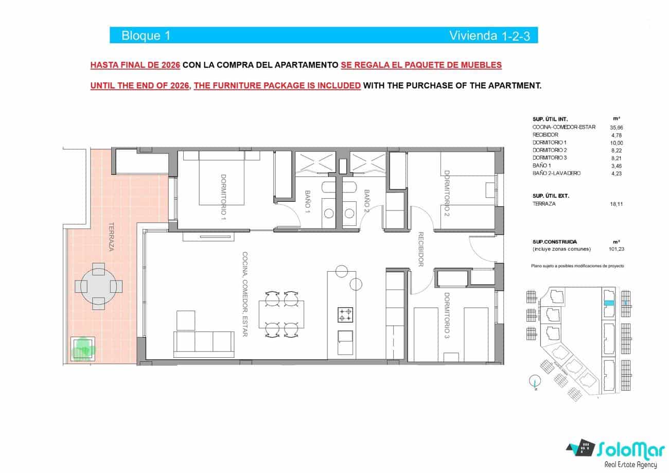 3 bedroom Apartment for sale in El Raso with pool - € 279,900 (Ref: 7378537)