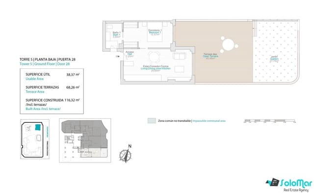 1 slaapkamer Appartement te koop in Platja Vila Joiosa - Platja de Torres, La Villajoyosa / Vila Joiosa met zwembad garage - € 320.000 (Ref: 7410100)