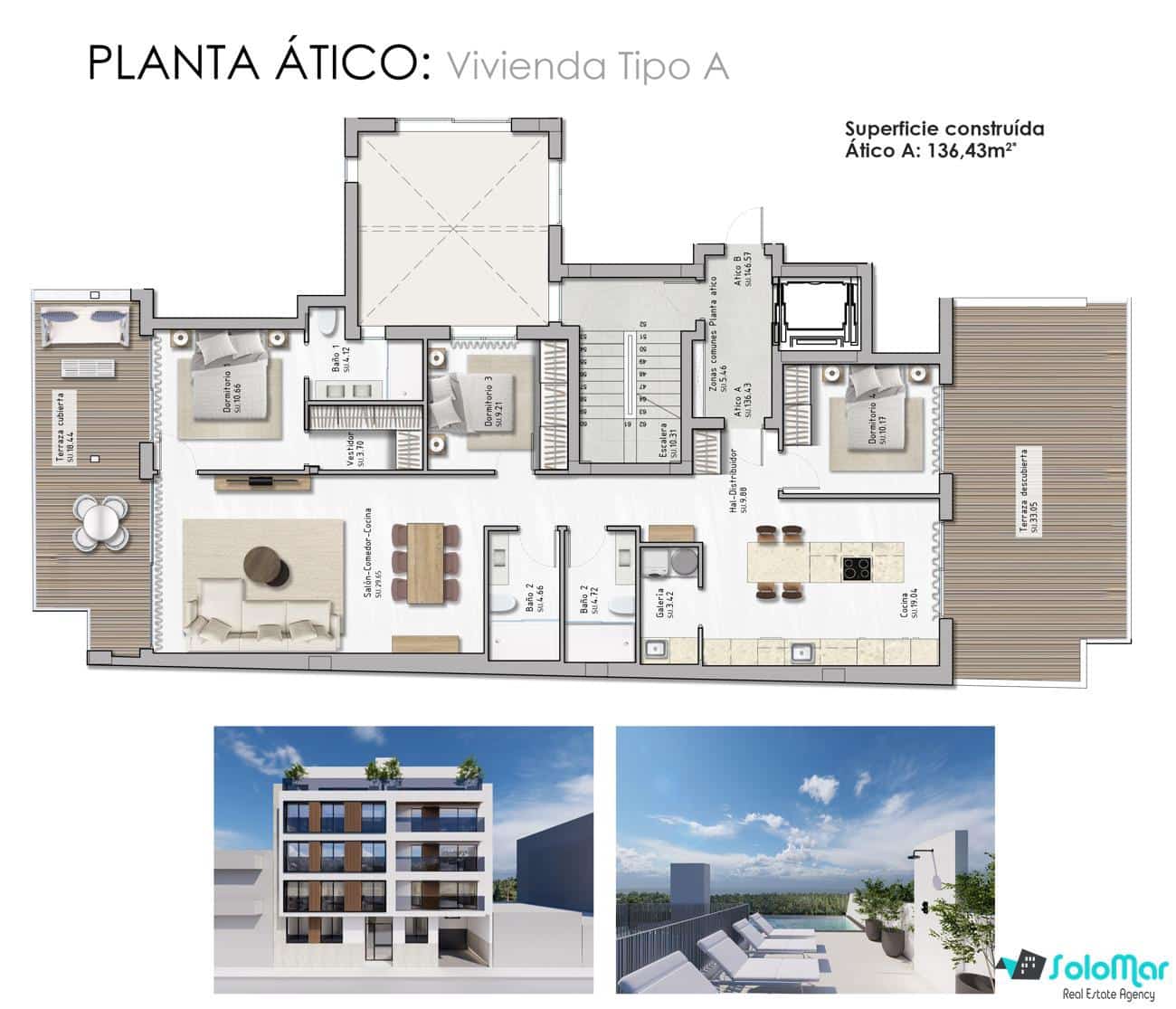 4 chambre Penthouse à vendre à Guardamar del Segura avec piscine - 710 000 € (Ref: 7423129)