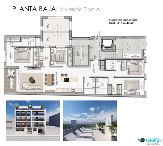 4 chambre Appartement à vendre à Zona Pueblo, Guardamar del Segura avec piscine - 440 000 € (Ref: 7423130)