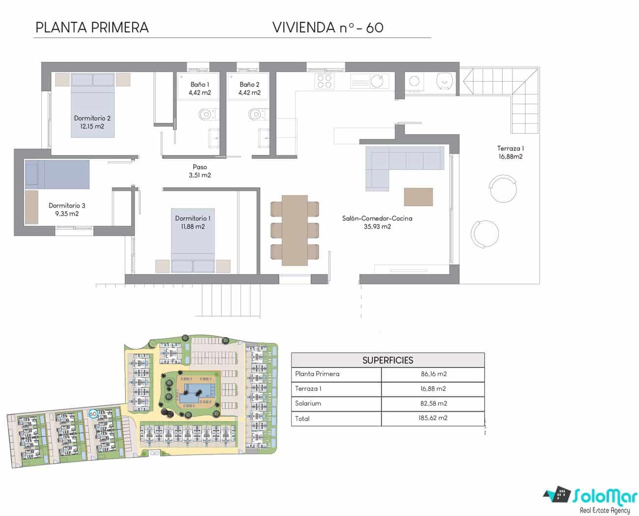 3 soveværelse Bungalow til salg i Benidorm med swimmingpool - € 379.900 (Ref: 7539062)
