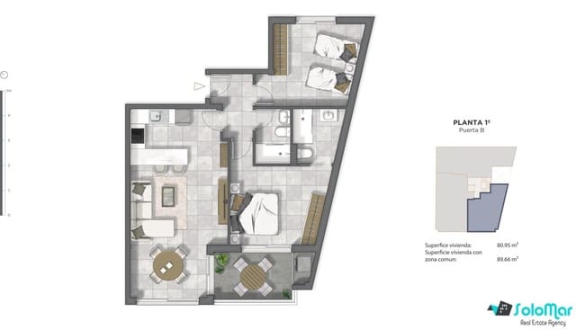2 slaapkamer Appartement te koop in Guardamar Playa, Guardamar del Segura met zwembad - € 269.000 (Ref: 7588711)