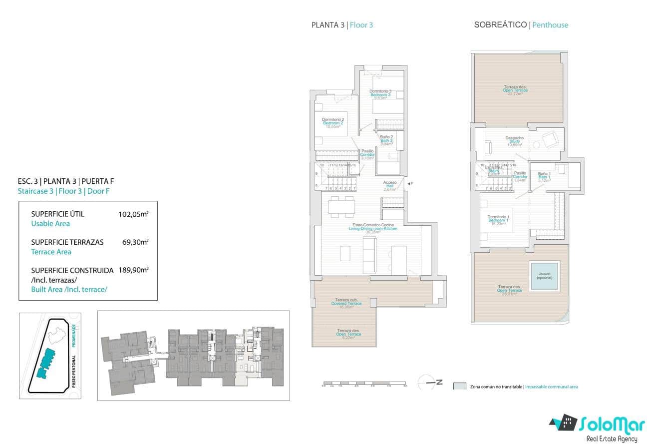 3 slaapkamer Penthouse te koop in La Villajoyosa / Vila Joiosa met zwembad - € 651.500 (Ref: 8094478)