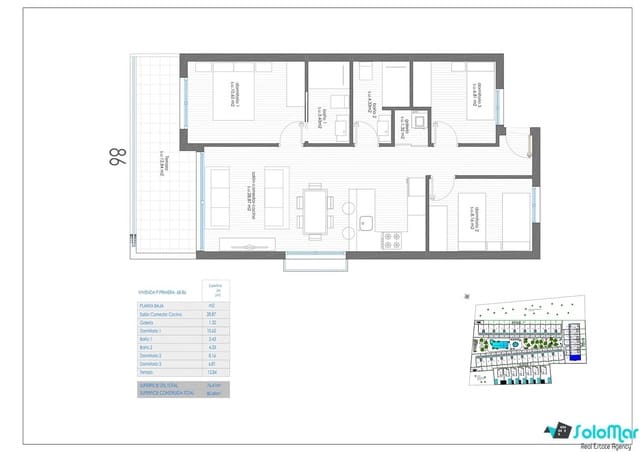 3 slaapkamer Appartement te koop in Punta Prima, Torrevieja met zwembad - € 290.000 (Ref: 8181302)