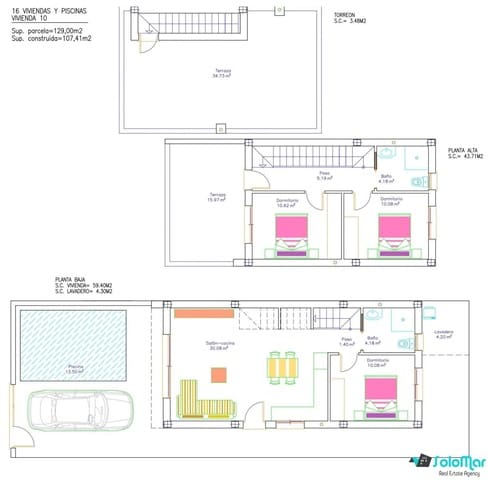 Chalet de 3 habitaciones en San Pedro del Pinatar ciudad, San Pedro del Pinatar en venta con piscina - 369.900 € (Ref: 8223670)
