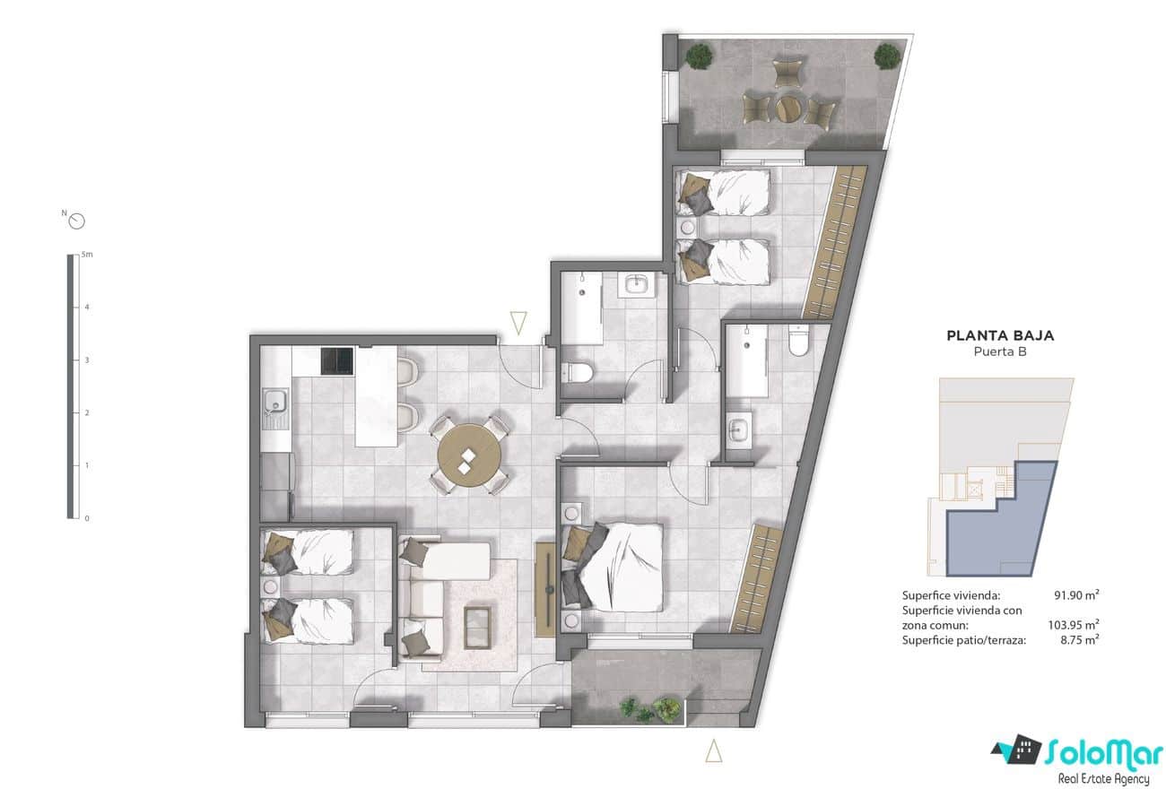 3 chambre Appartement à vendre à Guardamar del Segura avec piscine - 315 000 € (Ref: 8312747)