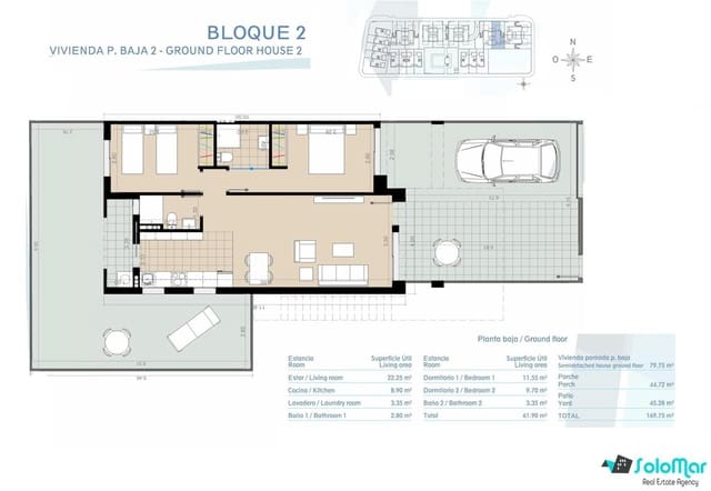 2 camera da letto Bungalow in vendita in Torre de la Horadada, Pilar de la Horadada con piscina - 369.900 € (Rif: 8629770)