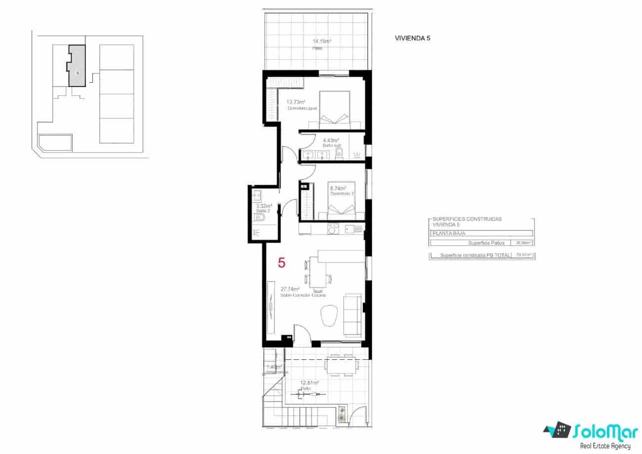 2 slaapkamer Bungalow te koop in Pilar de la Horadada met zwembad - € 259.900 (Ref: 8647367)
