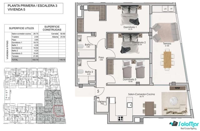 3 chambre Appartement à vendre à Norte, Santa Pola avec piscine - 315 000 € (Ref: 8659898)
