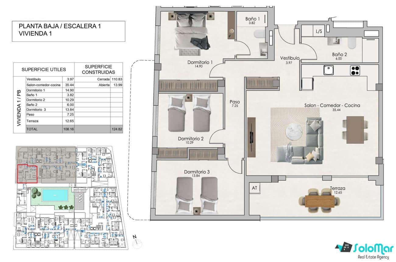 3 bedroom Apartment for sale in Santa Pola with pool - € 290,000 (Ref: 8659899)