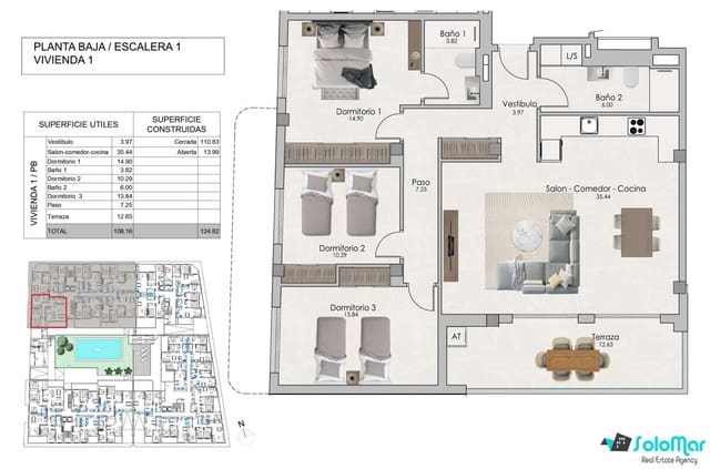 Apartamento de 3 habitaciones en Norte, Santa Pola en venta con piscina - 290.000 € (Ref: 8659899)